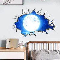 3d galaxy planets floor broken wall sticker living room decoration decals home decor ceiling self adhesive poster mural