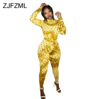 tie dye print hollow out casual two piece outfits for woemn high necked long sleeve topsbodycon trouser lounge wear tracksuits