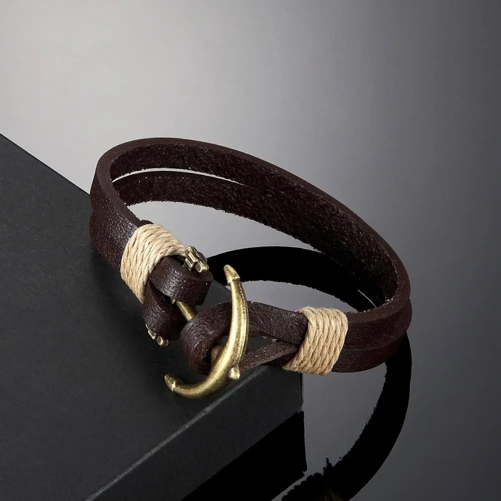 Высококачественный Браслет из натуральной кожи и сплава мужской женский модный