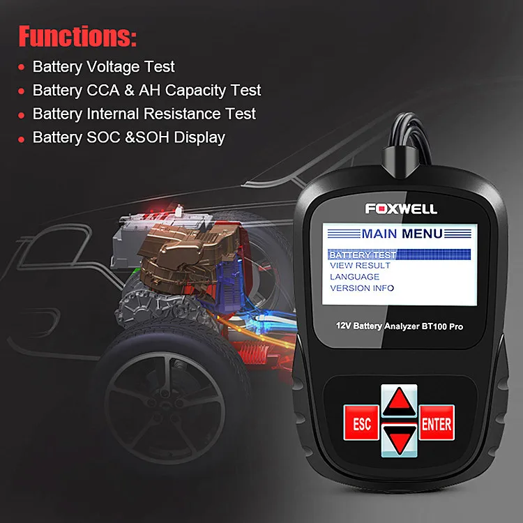 

Анализатор батареи FOXWELL BT100 PRO, 12 В