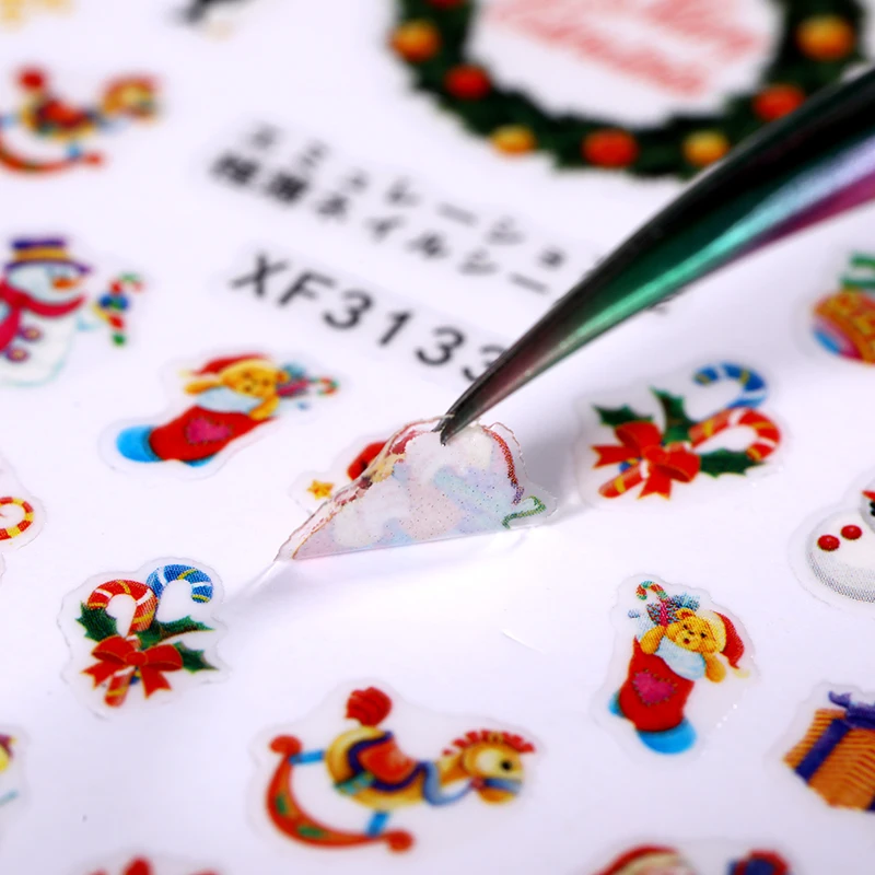 1 лист 6x9 см 3D зимняя Снежинка наклейки для ногтей Рождественский стиль