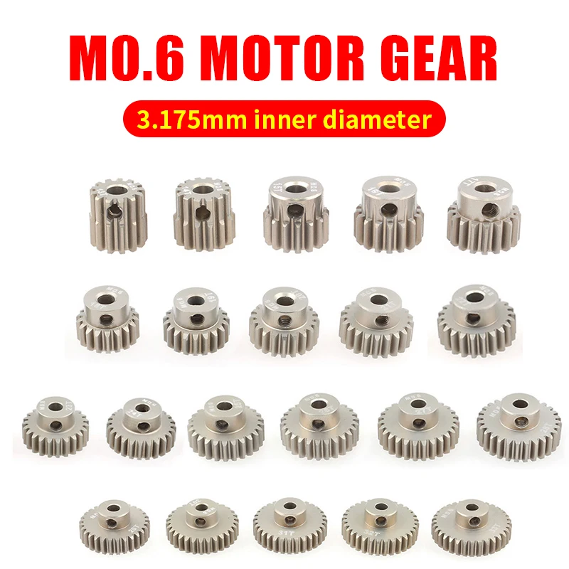 SURPASS-HOBBY M0.6 3.175mm 13T 15T 17T 18T 20T 22T 24T 28T 30T 33T Aluminum alloy metal Pinion Motor Gear For 1/10 Rc Model | Игрушки и