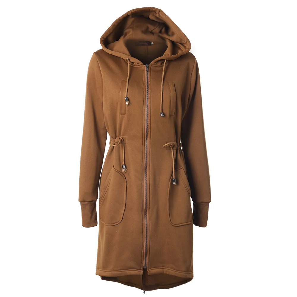 

Women's Autumn and Winter Hooded Zipper Long Sleeve Pocket Plus Long Coat Female Womens Hoodies Pullover Oversized Hoodie