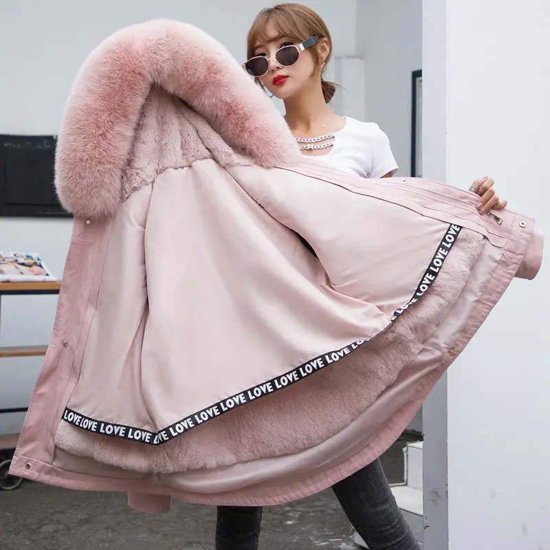 2020 парка зимняя куртка женская пальто из натурального кроличьего меха с