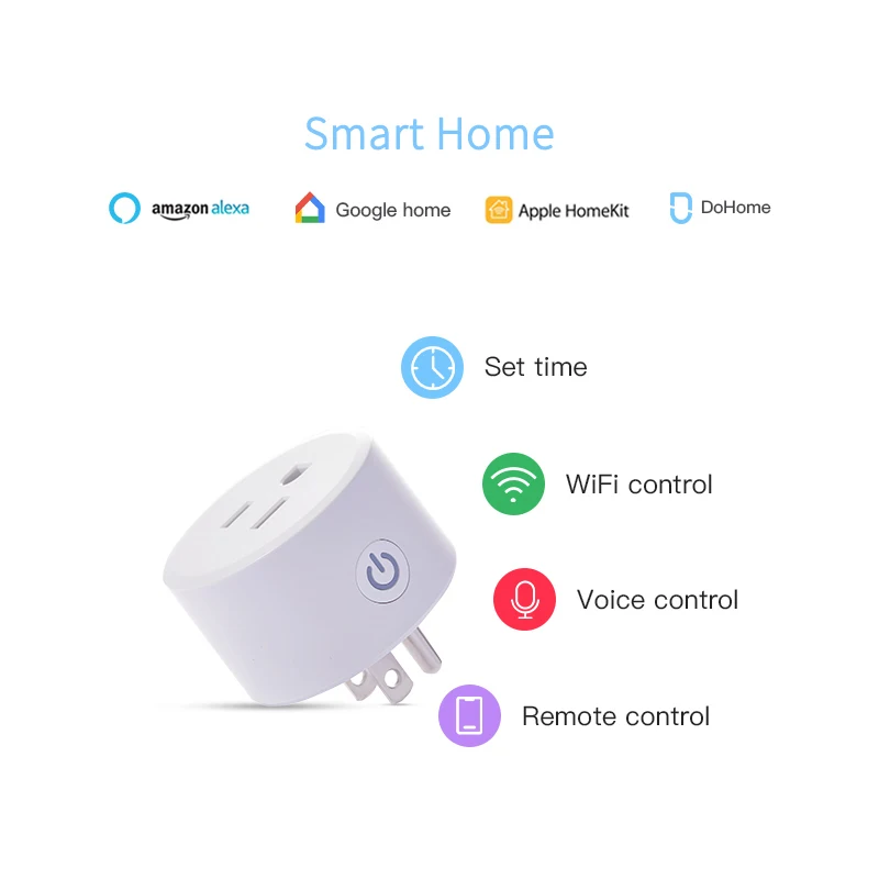 

Zigbee Tuya 10A 90-250V WiFi Smart Plug Adapter Wireless Remote Voice Control Power Monitor Timer Socket For Google Home Alexa