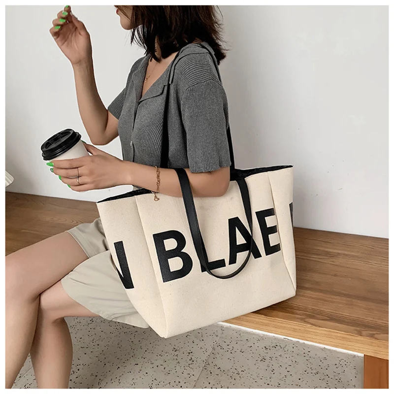 

New Simple Fashion Single-shoulder Ladies Bag Canvas Material Lightweight High Capacity Casual Outdoor Student All-match Bag