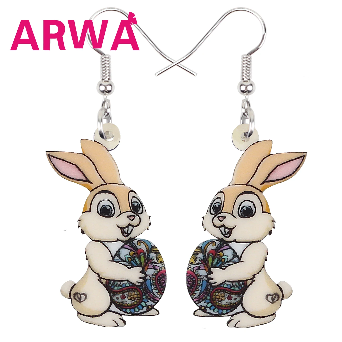 ARWA акриловая корзина для пасхальных яиц зайца в виде кролика Банни, серьги в виде симпатичных животных с болтающимися частями, ювелирные из...