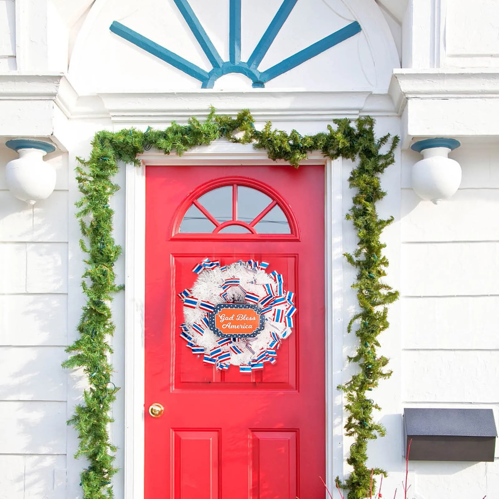 

Independence Day Wreath Porch Decoration Front Door Outdoor The Letter Creative Hanging Round Wreath Decor Wreaths Garlands