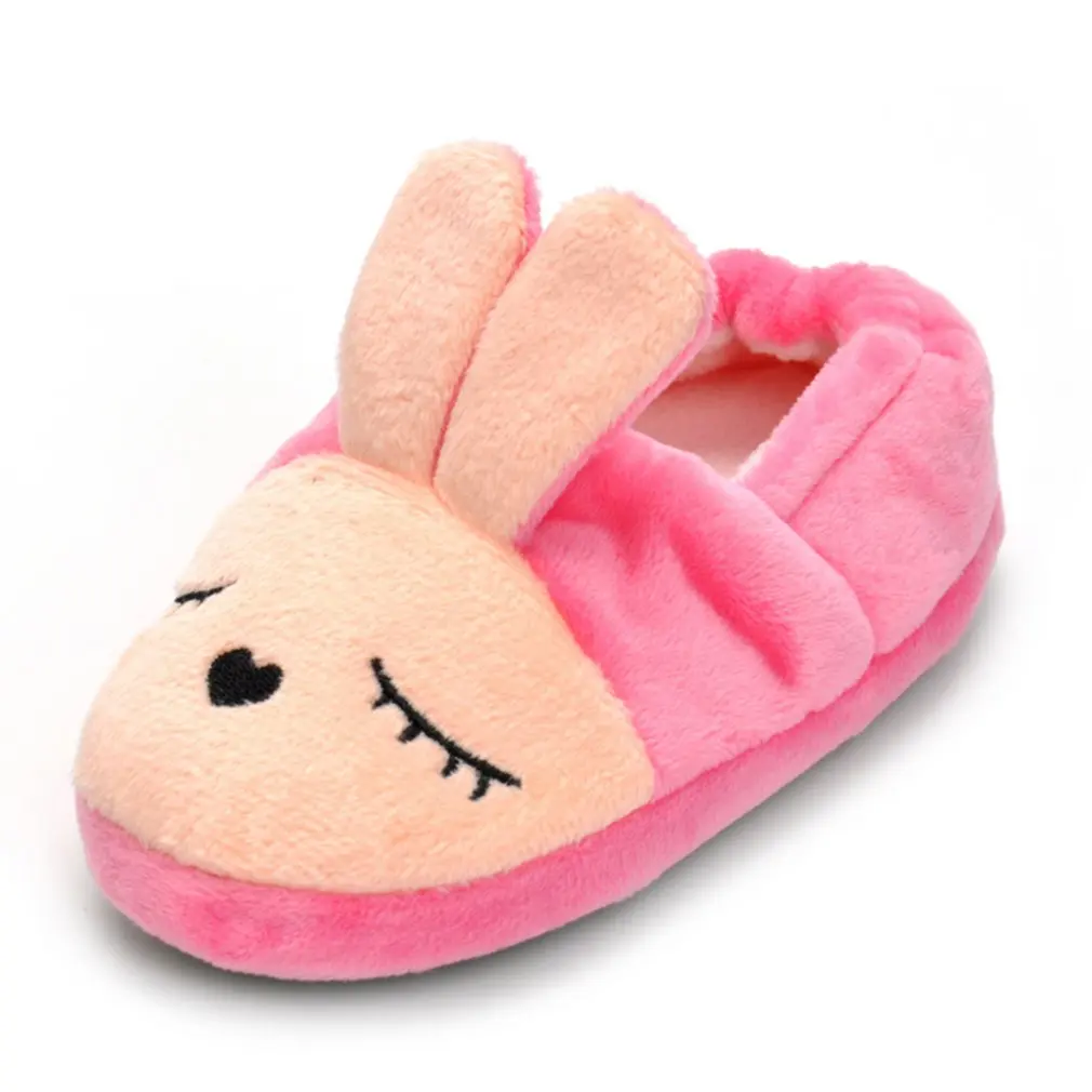 Winter Children's Cotton Slippers Cartoon Pink Bunny Floor Shoes Baby Indoor | Мать и ребенок