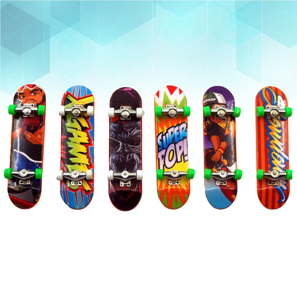 

6PCS Mini Skateboard Deck Truck Finger Board Park for Boy Kid Children Gift (Random Color)