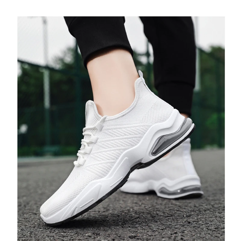 

Men's Shoes 2021 New Soft Bottom Running Shoes Korean Fashion Air Cushion Shoes Flying Woven Casual Breathable Sneakers Men