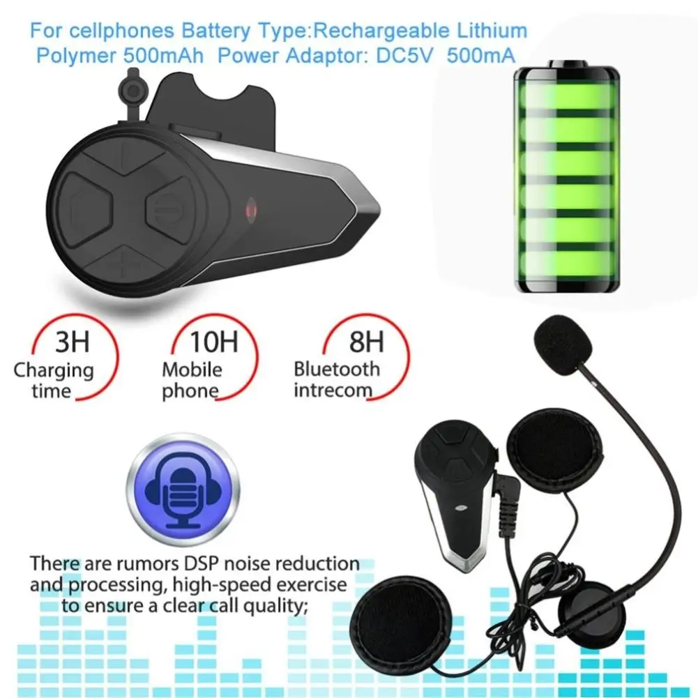 BT-S3 1000M Wireless Portable Motor Helmet FM Music Mini Bluetooth Interphone
