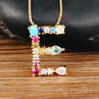 aibef high quality color copper cz initial letters necklace charm chain family name crystal gift for women party wedding jewelry