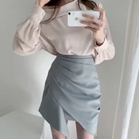 korean design female vintage irregular sexy all match pencil skirts summer high waist pleated women slim stripe elegant skirts