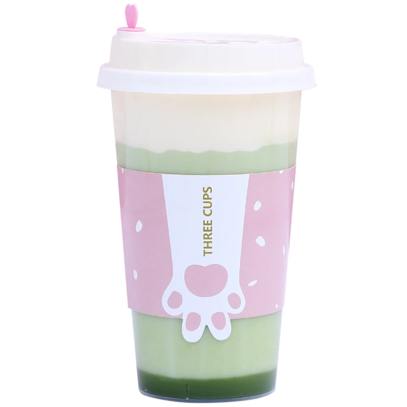 

50pcs Net red thick transparent hard plastic cups birthday favors 500ml cute cartoon dipsosable coffee milk tea juice drinks cup