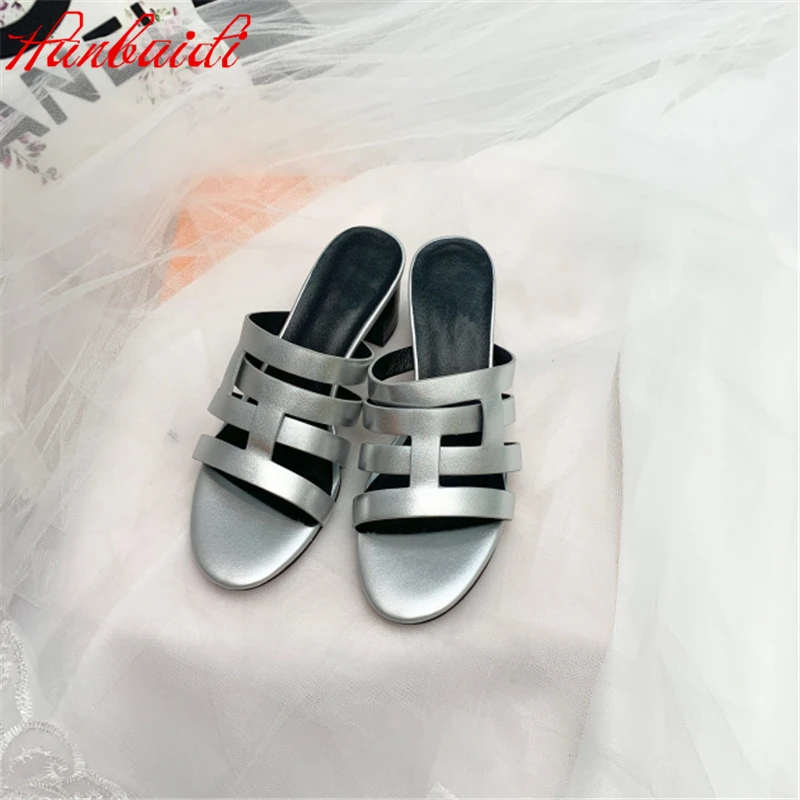 

2021 latest slipper women shoes Genuine leather Flip Flops Women beautiful slides High heel Brand Ladies Mules Beach Shoes Women