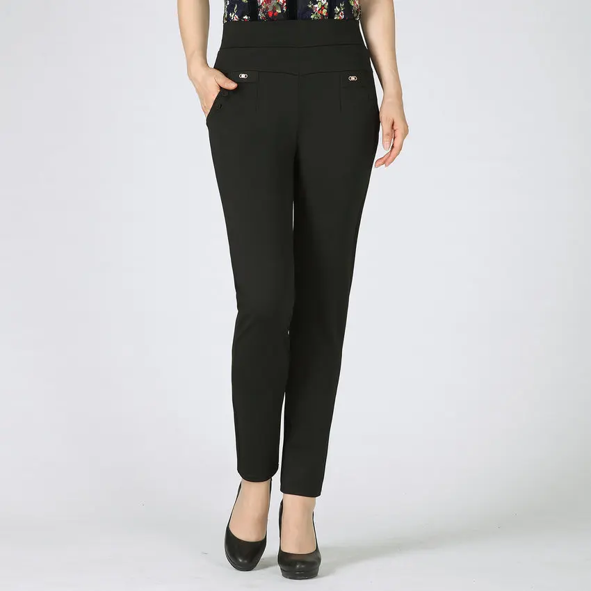 Брюки-карандаш для женщин среднего возраста весна-осень эластичные базовые