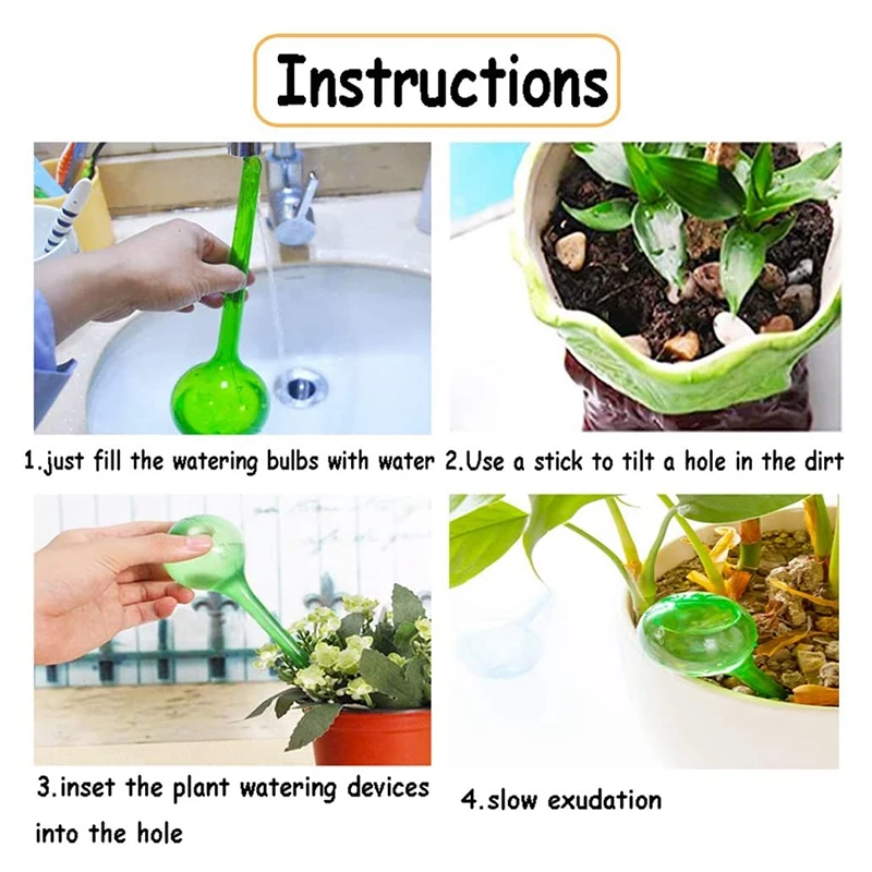 

12Pcs Plant Watering Bulbs Self-Watering Globes Automatic Water Device Balls Vacation Houseplant Plant Pot Bulb Garden