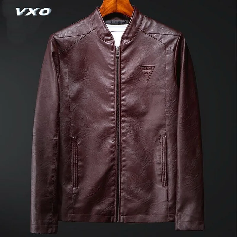 Мужская Байкерская одежда Дизайнерская куртка из искусственной кожи на молнии с