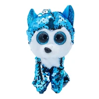 new ty beanie big eyes reversible sequin pendant blue puppy glittering soft plush stuffed doll toy child birthday christmas gift