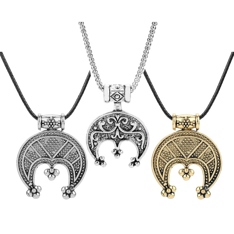 Tricorn Lunula Protective Amulet Necklace Hip Hop Chain Jewelry Crescent Viking Jewelry For Men Women