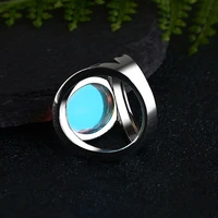 925 fashion new inlaid colorful moonstone ring exaggerated temperament imitation thai silver retro epoxy ring for women jewelry