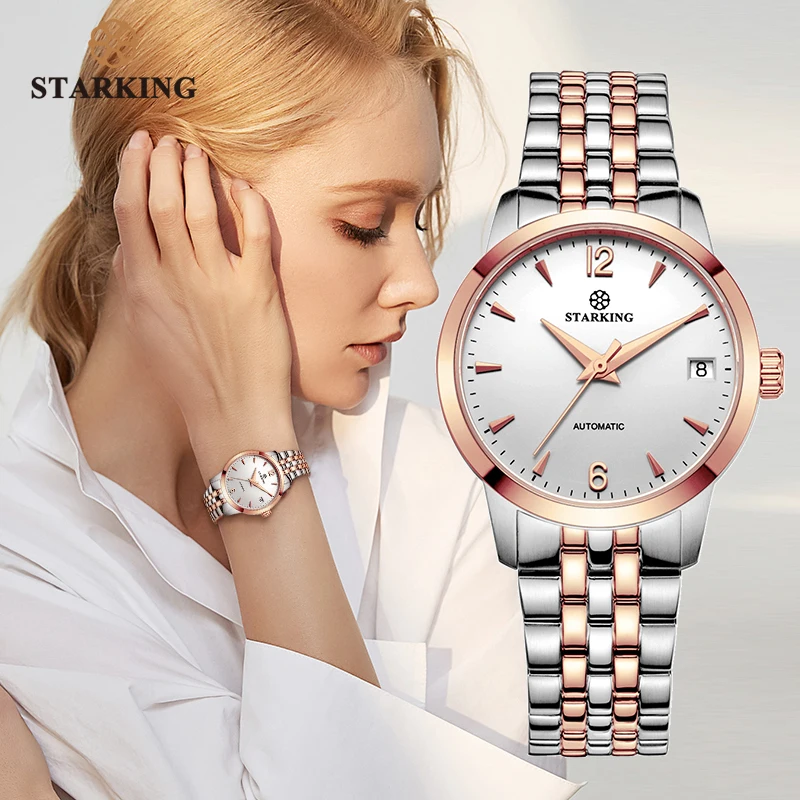 

STARKING Watch Women Automatic Self-wind Analog Ladies Waterproof Stainless Steel Wristwatch 5atm Female Relogio Feminino AL0194