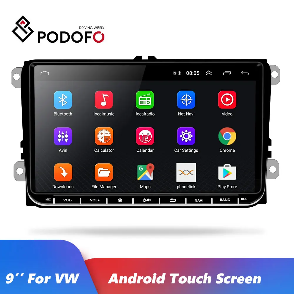 Podofo 2 Din " android-авторадио Car gps навигации зеркало ссылка CANBUS WI-FI Автомобильный мультимедийный плеер для Passat Golf touran сиденье