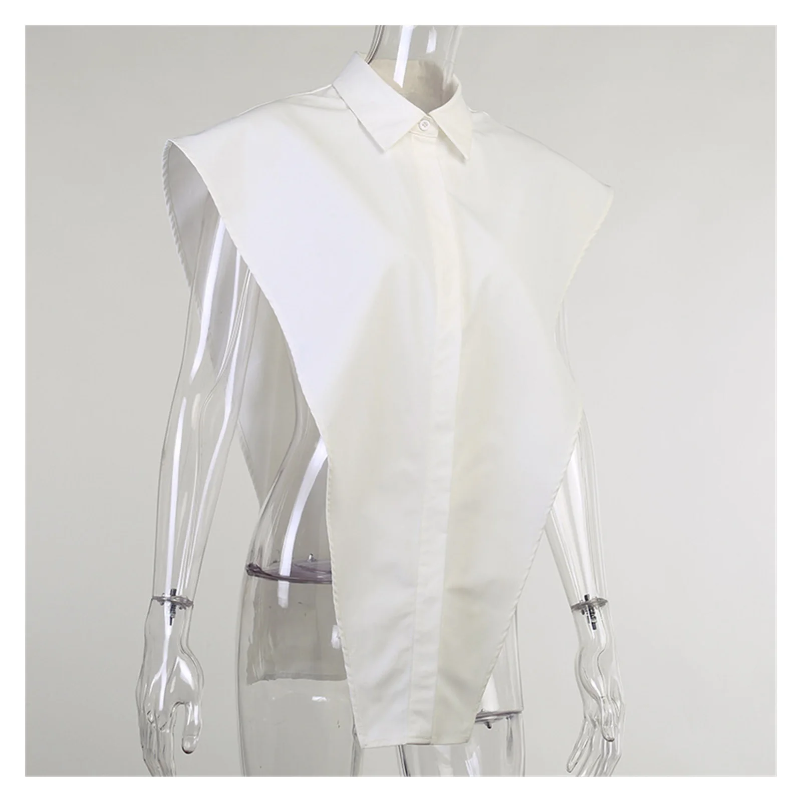 

2021NEW Novelty Tops Sexy Cut Out Side Button Up White Shirt Women Fashion Clothing Sleeveless Oversized Shirts