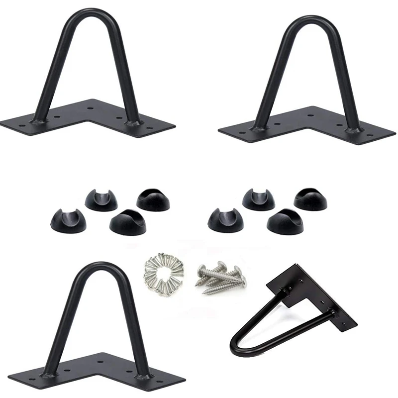 

New 4 Inch Hairpin Legs, Black Anti-Slip Hairpin Furniture Legs 4 Set Duty U-Shaped Baking Varnish Table Legs for DIY
