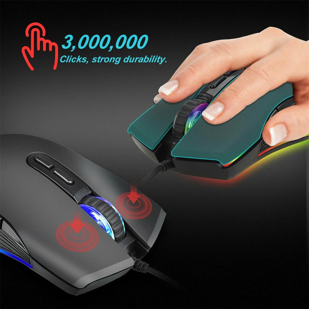 

LED Optical USB Wired Gaming Mice Mouse 7Buttons 3200DPI Programmable Ergonomic Computer PC Gamer Desktop Laptop