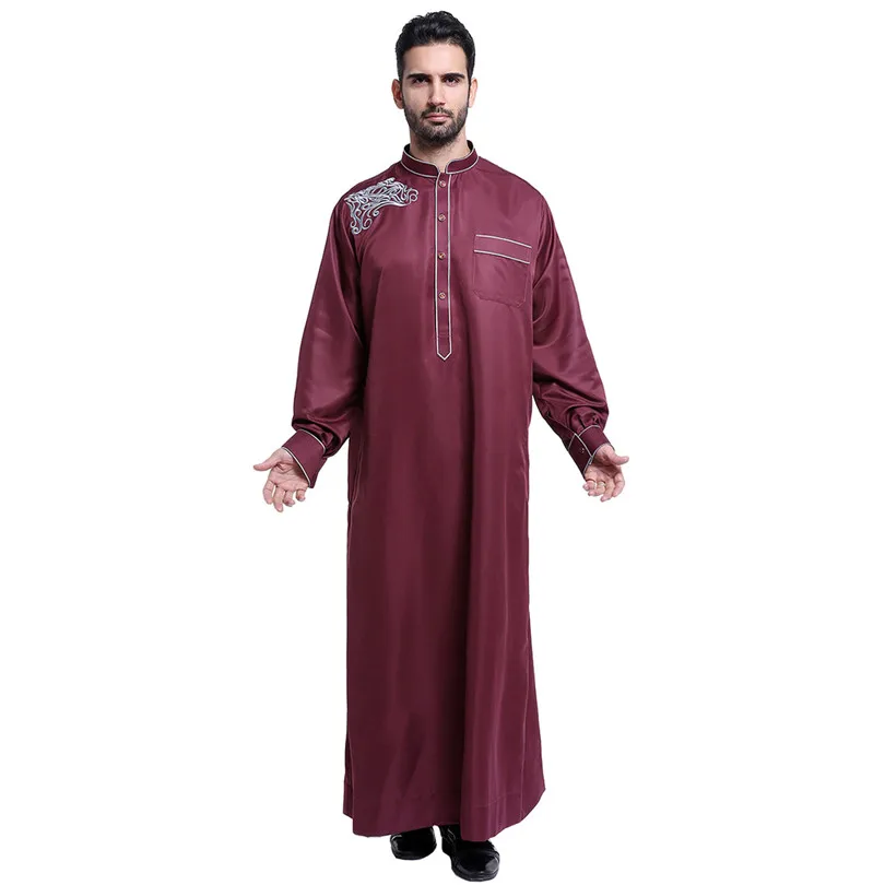 Jubba tobe для мужчин мусульманская одежда взрослых Дубай Кафтан вышивка Арабский