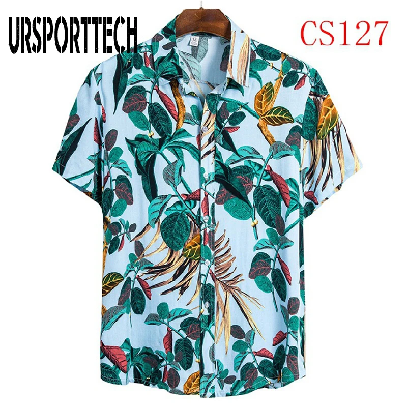 Гавайская рубашка мужская с цветочным принтом гавайская пляжная Сорочка