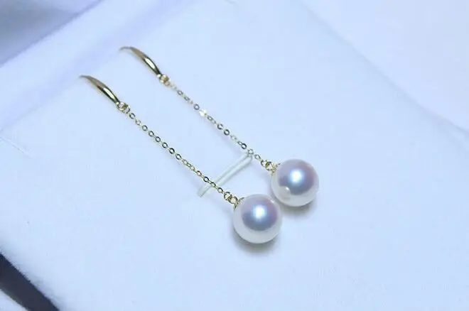 Бесплатная доставка великолепная пара из 10 11 южноморских круглых белых жемчужин