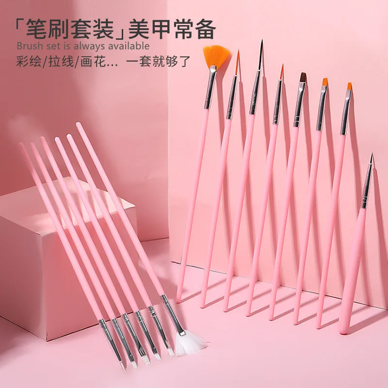 

Manicure Pen 15 Set Pink Pen Pole Light Therapy Pen Pull Line Pen Point Drill Pen Tool Manicure Painting Flower Paint Pen Nails