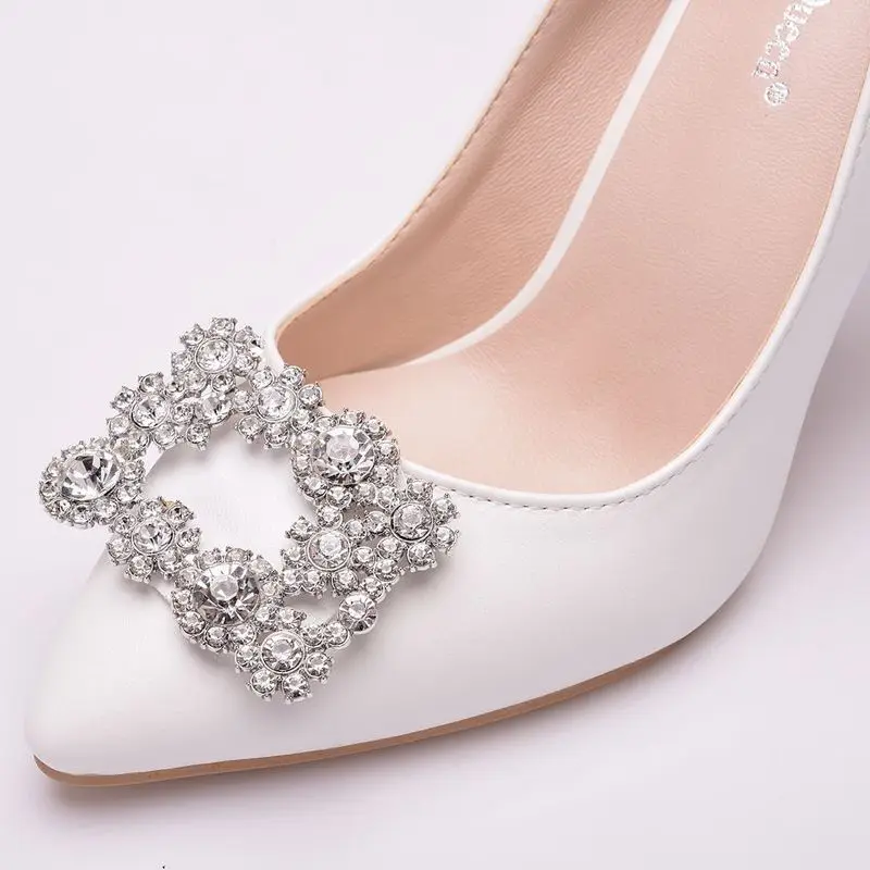 2023 new spring autumn casual high-heeled shoes women pumps wedding Party banquet PU Rhinestones Slip On 9.5CM Pointed Toe