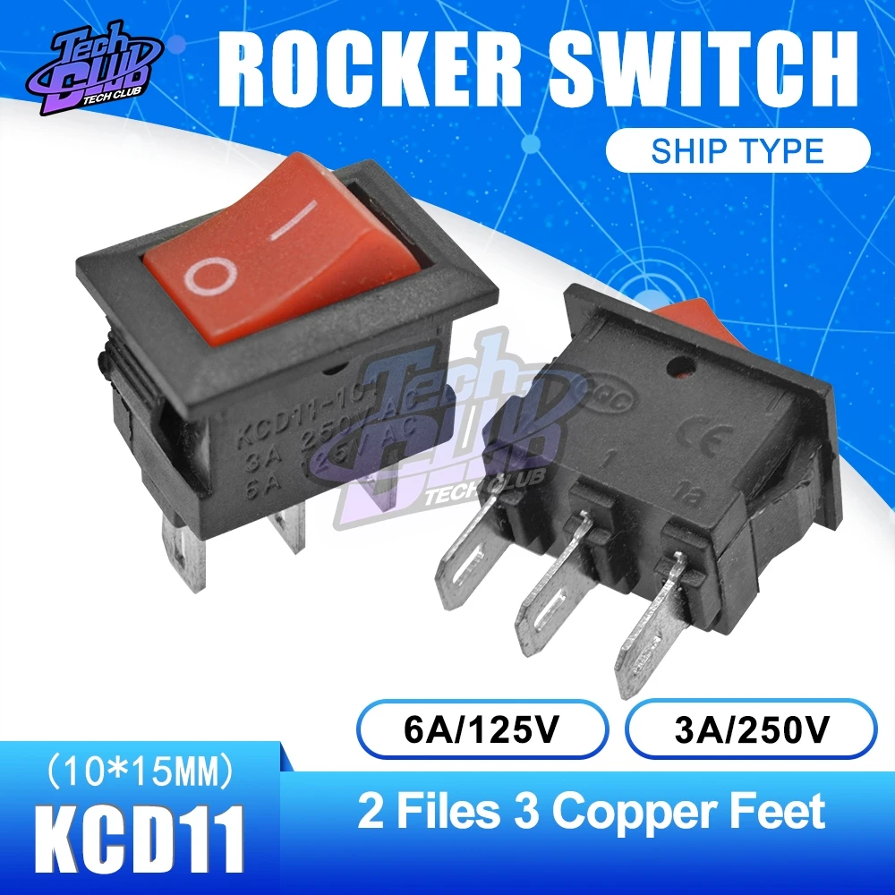 Кнопочный переключатель 10x15 мм SPST 2Pin 3A 250V KCD11 10 шт. кнопочный * 15 черный красный и