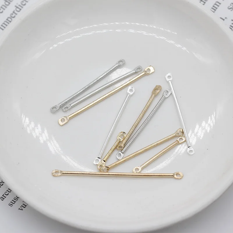 100p 16/20/25/30/35/40mm Silver Gold plated Metal Bar Link Connectors jewelry Necklace Making Findings 2-Holes | Украшения и