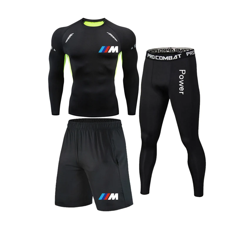

Compression T shirt Boxing Men 3 Piece Sports Suit Tights Men's KickBoxing Gym MMA Shirts Leggings Jogging Workout Tracksuit kit
