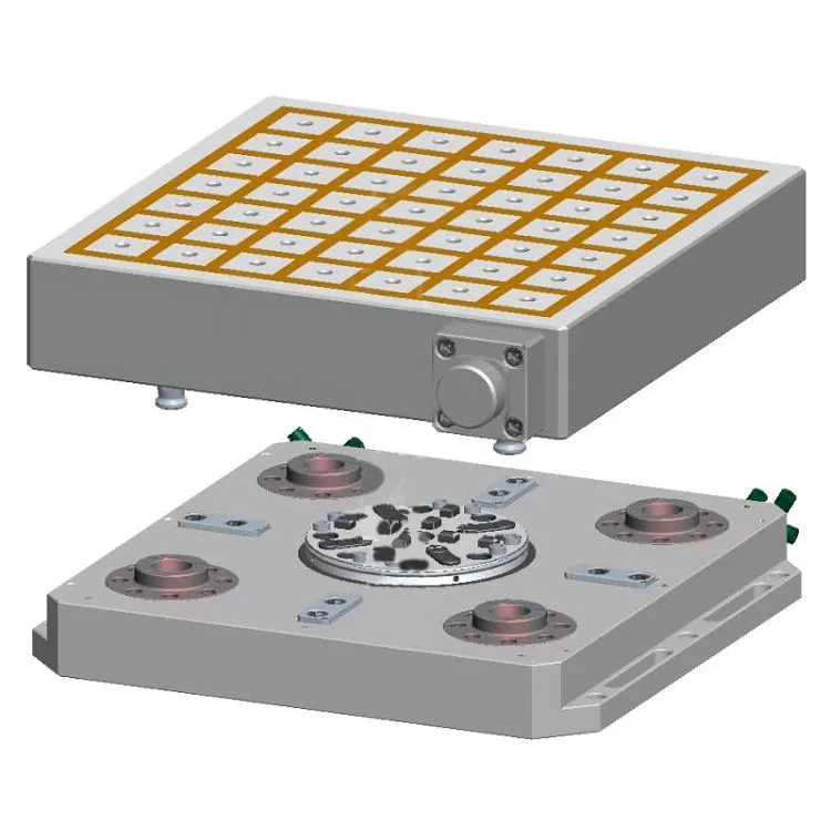 

ONE MICRON same as EROWA MTS system 4 station CNC machining center workpiece pneumatic chuck Zero point positioning system
