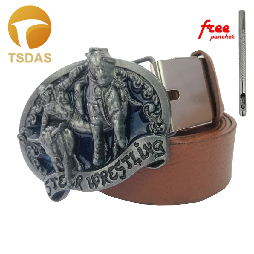 Ковбойская пряжка для ремня с серебристым покрытием 3D Серебристые Металлические