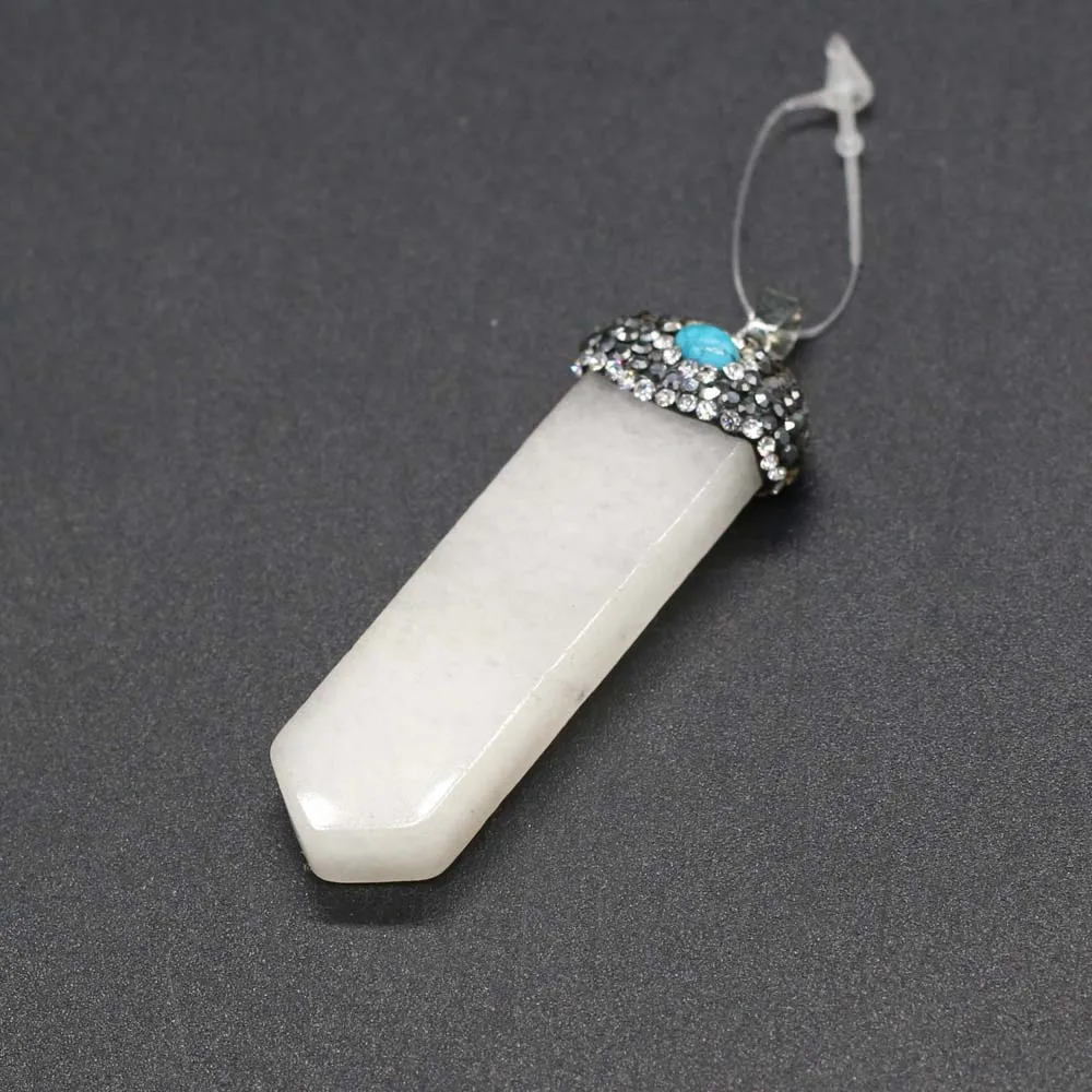 

1pcs Natural Sword Shape Rose Quartzs White Jades Tiger Eye Stone Pendant for Jewelry Making Necklace Size 18x55mm