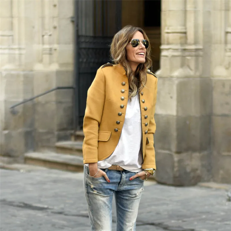 Женский блейзер желтый приталенный пиджак Корейская верхняя одежда размера плюс