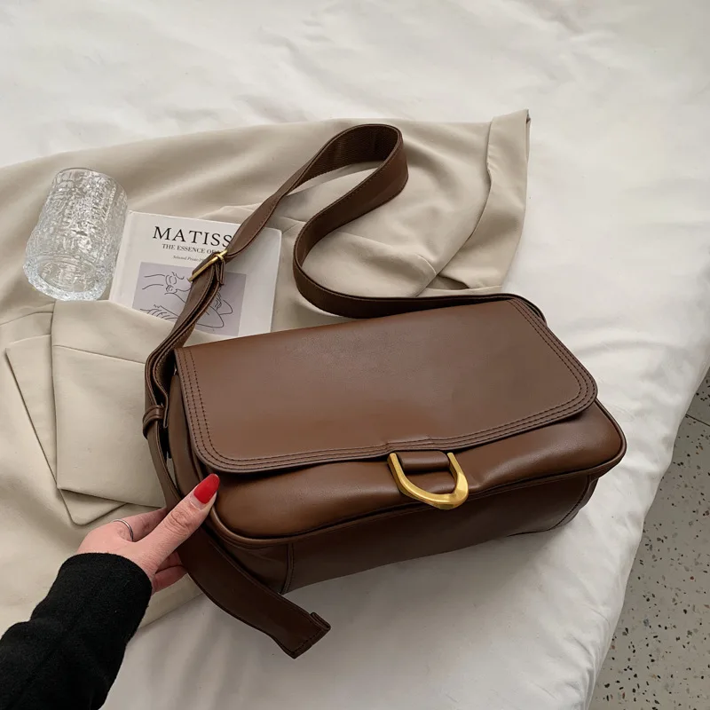 

Crossbody Bag Leather Women's Bag 2021 Fall New Fashion Texture One Shoulder Underarm Bag Simple Retro Crossbody Tote Bag
