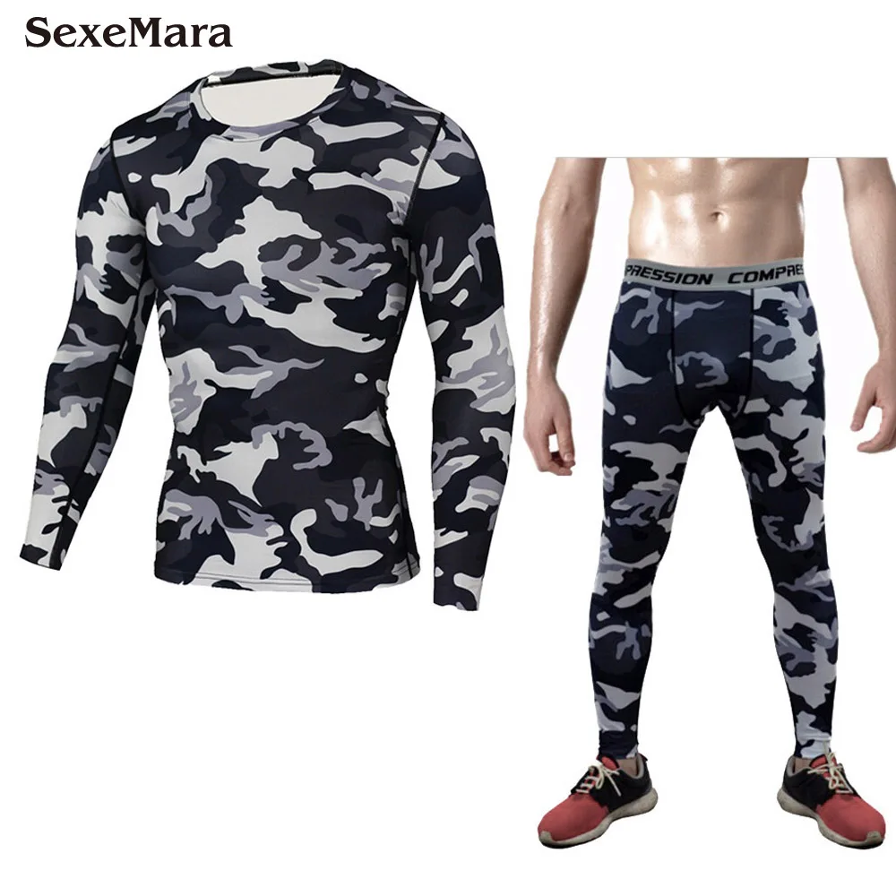 

Men's sports suit Compression Run jogging Sportswear Sports Sets Long sleeves t-shirt/leggings male Gym Fitness Tight clothing