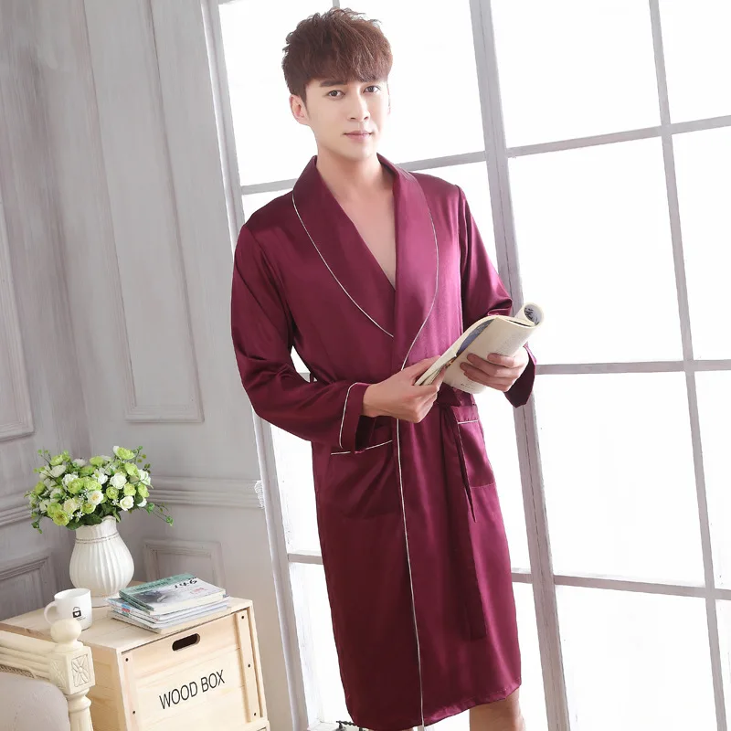 L-XXL мужские свободные халат Повседневное отложной воротник домашняя одежда с