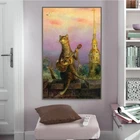 Абстрактная Картина на холсте с изображением кошки, играющей в игре, современные постеры и принты, настенные картины куадроса для гостиной, украшение для дома