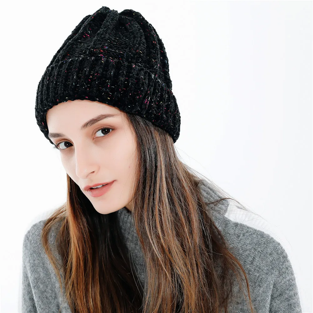 Осенне-зимняя корейская мода чистый цвет шерстяной пуловер и шапка женская