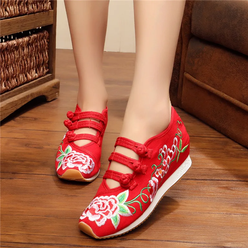 

2020 Spring Autumn Ethnic Style Embroidered Shoes Female Wedge Shoes Ancient Style Han Chinese Clothing Shoes Hidden Heel