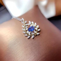 fashion blue sapphire pendant for party 100 natural sapphire silver pendant 925 silver sapphire necklace pendant